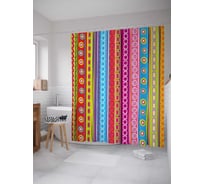 Штора (занавеска) для ванной JoyArty "Полосатое веселье" из сатена, 180х200 см с крючками, sc_21535