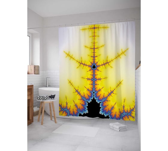 Штора (занавеска) для ванной JoyArty "Желтый крест" из сатена, 180х200 см с крючками, sc_21555 1