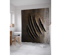 Штора (занавеска) для ванной JoyArty "Следы от когтей" из сатена, 180х200 см с крючками, sc_22073