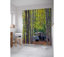 Штора (занавеска) для ванной JoyArty "Забытая машина" из сатена, 180х200 см с крючками, sc_21329