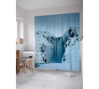 Штора (занавеска) для ванной JoyArty "Водопад в снегах" из сатена, 180х200 см с крючками, sc_21817