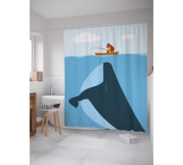 Штора (занавеска) для ванной JoyArty "Рыбак не догадывается" из сатена, 180х200 см с крючками, sc_21932