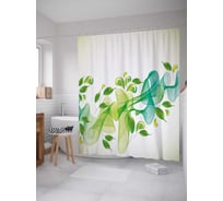 Штора (занавеска) для ванной JoyArty "Лиственная лента" из сатена, 180х200 см с крючками, sc_21920