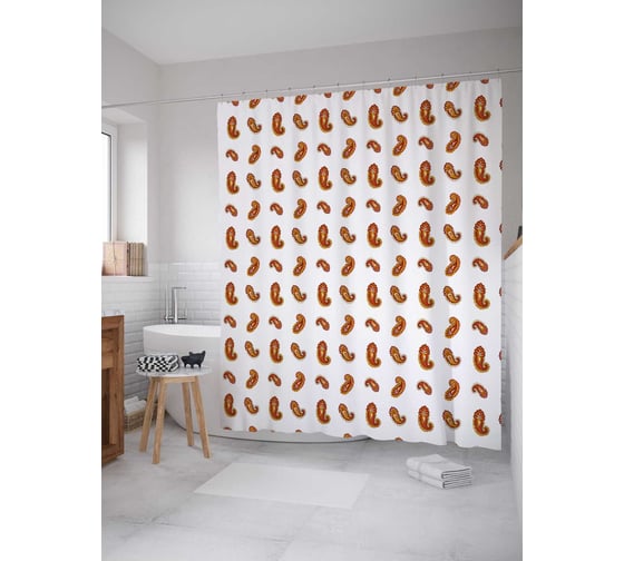 Штора (занавеска) для ванной JoyArty "Лепестки танцуют" из сатена, 180х200 см с крючками, sc_21988 1