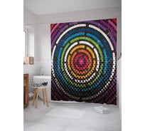 Штора (занавеска) для ванной JoyArty "Разукрашенный пункт" из сатена, 180х200 см с крючками, sc_21394