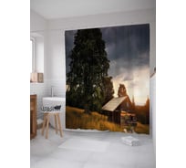 Штора (занавеска) для ванной JoyArty "Лесное здоровье" из сатена, 180х200 см с крючками, sc_21327