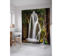 Штора (занавеска) для ванной JoyArty "Лазурный водопад" из сатена, 180х200 см с крючками, sc_21341