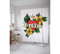 Штора (занавеска) для ванной JoyArty "Корона любви" из сатена, 180х200 см с крючками, sc_22198