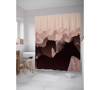 Штора (занавеска) для ванной JoyArty "Лошадиный бег" из сатена, 180х200 см с крючками, sc_21743