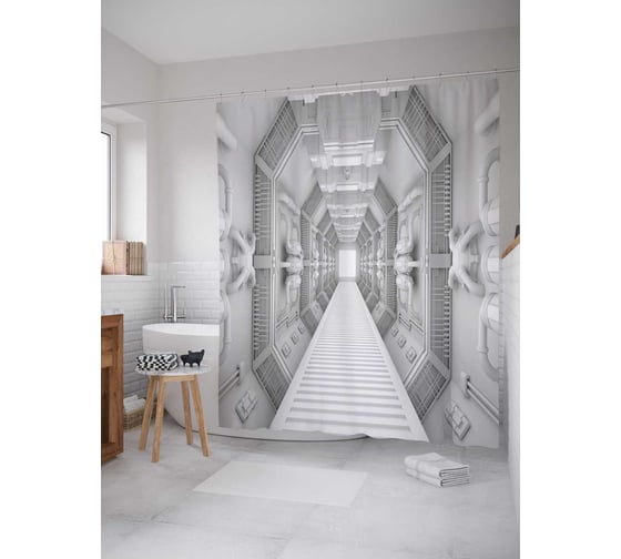 Штора (занавеска) для ванной JoyArty "Захватывающий коридор" из сатена, 180х200 см с крючками, sc_21656 1