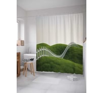 Штора (занавеска) для ванной JoyArty "Волнистый заборчик" из сатена, 180х200 см с крючками, sc_21634