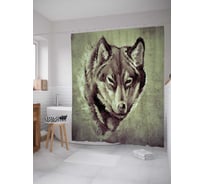 Штора (занавеска) для ванной JoyArty "Волчья хитрость" из сатена, 180х200 см с крючками, sc_22179