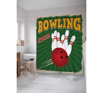Штора (занавеска) для ванной JoyArty "Веселый боулинг" из сатена, 180х200 см с крючками, sc_22054