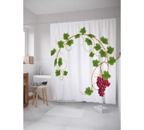 Штора (занавеска) для ванной JoyArty "Виноградные гроздья" из сатена, 180х200 см с крючками, sc_21591