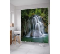 Штора (занавеска) для ванной JoyArty "Водопадная мощь" из сатена, 180х200 см с крючками, sc_21823
