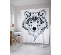 Штора (занавеска) для ванной JoyArty "Добрый волк" из сатена, 180х200 см с крючками, sc_22169