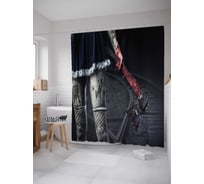 Штора (занавеска) для ванной JoyArty "Жуткая девочка с топором" из сатена, 180х200 см с крючками, sc_22072