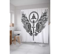 Штора (занавеска) для ванной JoyArty "Поднесенное оружие" из сатена, 180х200 см с крючками, sc_22182