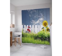 Штора (занавеска) для ванной JoyArty "Деревенский сад" из сатена, 180х200 см с крючками, sc_21624
