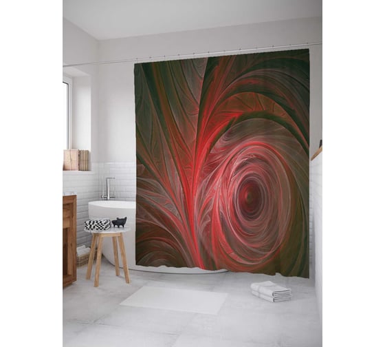 Штора (занавеска) для ванной JoyArty "Загадочный узор" из сатена, 180х200 см с крючками, sc_21552 1