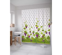 Штора (занавеска) для ванной JoyArty "Виноградная любовь" из сатена, 180х200 см с крючками, sc_21617