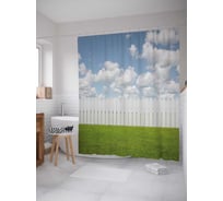 Штора (занавеска) для ванной JoyArty "Огражденный газон" из сатена, 180х200 см с крючками, sc_21627