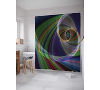 Штора (занавеска) для ванной JoyArty "Радужная волнистая спираль" из сатена, 180х200 см с крючками, sc_21569