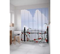 Штора (занавеска) для ванной JoyArty "Райские ворота" из сатена, 180х200 см с крючками, sc_21633