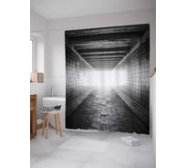 Штора (занавеска) для ванной JoyArty "Свет тоннеля" из сатена, 180х200 см с крючками, sc_22074