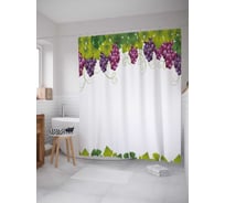 Штора (занавеска) для ванной JoyArty "Виноградное удовольствие" из сатена, 180х200 см с крючками, sc_21609