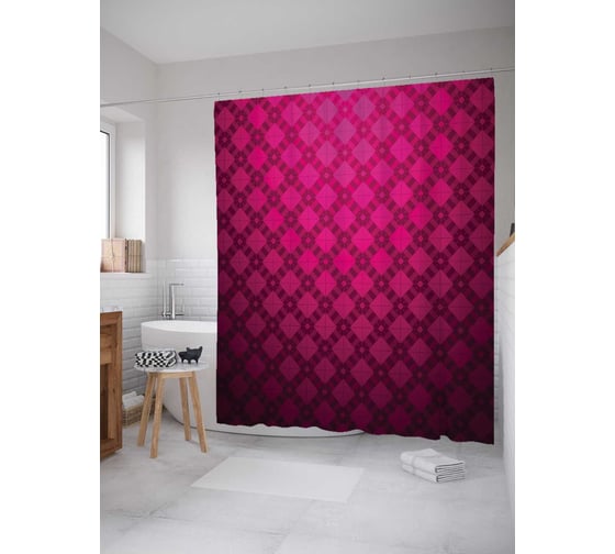 Штора (занавеска) для ванной JoyArty "Ромбовые сны" из сатена, 180х200 см с крючками, sc_22146 1