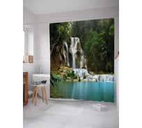 Штора (занавеска) для ванной JoyArty "Водопадная свежесть" из сатена, 180х200 см с крючками, sc_21808