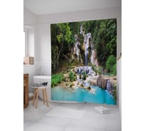 Штора (занавеска) для ванной JoyArty "Водопадный шум" из сатена, 180х200 см с крючками, sc_21810