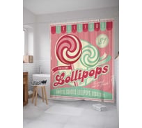 Штора (занавеска) для ванной JoyArty "Сладкие конфеты" из сатена, 180х200 см с крючками, sc_22071