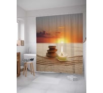 Штора (занавеска) для ванной JoyArty "Морской закат" из сатена, 180х200 см с крючками, sc_21844
