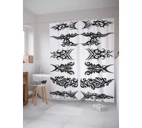 Штора (занавеска) для ванной JoyArty "Выбор татуировки" из сатена, 180х200 см с крючками, sc_22195