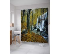 Штора (занавеска) для ванной JoyArty "Осенний водопад" из сатена, 180х200 см с крючками, sc_21821