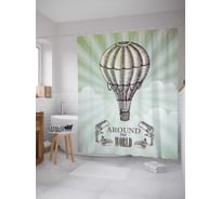 Штора (занавеска) для ванной JoyArty "Вокруг света на шаре" из сатена, 180х200 см с крючками, sc_22039