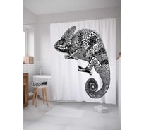 Штора (занавеска) для ванной JoyArty "Серый хамелеон" из сатена, 180х200 см с крючками, sc_22186