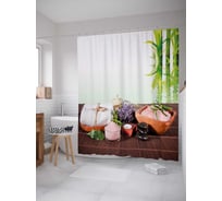 Штора (занавеска) для ванной JoyArty "Розовая соль" из сатена, 180х200 см с крючками, sc_21859