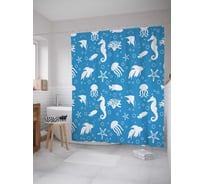 Штора (занавеска) для ванной JoyArty "Морская природа" из сатена, 180х200 см с крючками, sc_21719