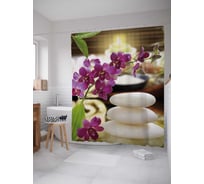 Штора (занавеска) для ванной JoyArty "Азиатский релакс" из сатена, 180х200 см с крючками, sc_21849