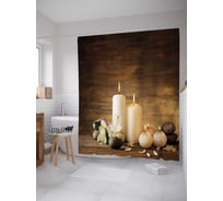 Штора (занавеска) для ванной JoyArty "Горящие свечи" из сатена, 180х200 см с крючками, sc_21876