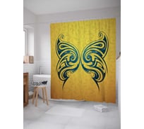 Штора (занавеска) для ванной JoyArty "Одеяние бабочки" из сатена, 180х200 см с крючками, sc_22180
