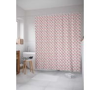 Штора (занавеска) для ванной JoyArty "Крошечные алеющие маки" из сатена, 180х200 см с крючками, sc_258918