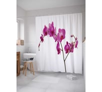 Штора (занавеска) для ванной JoyArty "Орхидеи" из сатена, 180х200 см с крючками, sc_22125