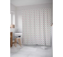 Штора (занавеска) для ванной JoyArty "Крошечные цветочные букеты на голубом фоне" из сатена, 180х200 см с крючками, sc_258467