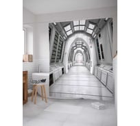 Штора (занавеска) для ванной JoyArty "Яркий тоннель" из сатена, 180х200 см с крючками, sc_22120