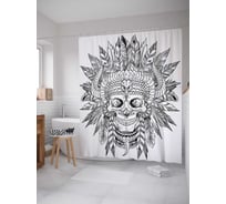 Штора (занавеска) для ванной JoyArty "Череп инков" из сатена, 180х200 см с крючками, sc_22188