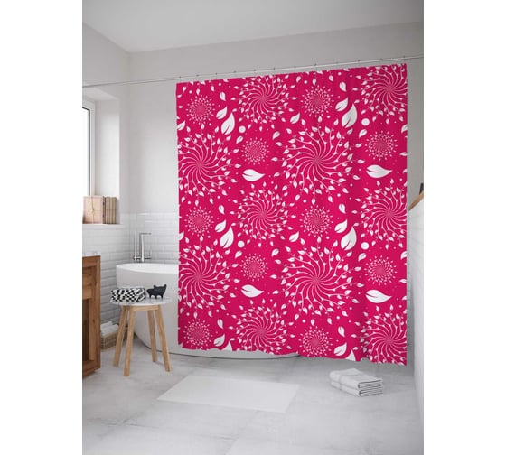 Штора (занавеска) для ванной JoyArty "Круглые вихри" из сатена, 180х200 см с крючками, sc_22142 1